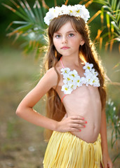 portrait of little girl in tropical style © zagorodnaya