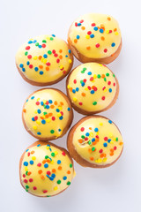 Sweet mini donut on background