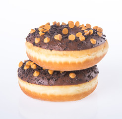 chocolate donuts on a white background