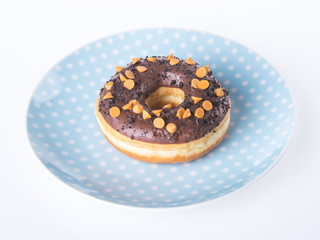 chocolate donuts on a white background