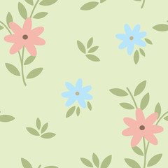 Seamless retro colorful ornamental pattern with flowers