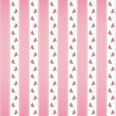 Seamless retro pattern with flowers and stripes