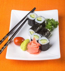japanese cuisine. sushi on the background