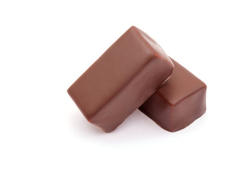 Chocolate bars stack isolated on white background