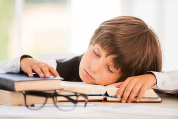 Schoolboy sleeping.