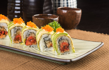japanese cuisine. sushi on the background