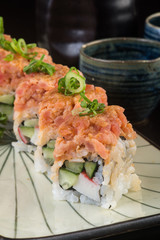 japanese cuisine. sushi on the background