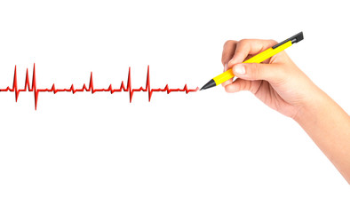 hand drawing chart electrocadiogram (ECG) of ratio heartbeat on