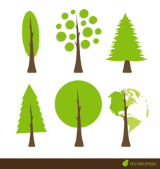 Collection of abstract tree. Vector Illustration.