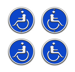 icon with man and handicap or wheelchair person symbol