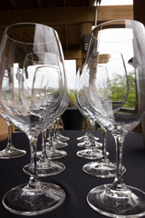 Wineglasses all in a row.