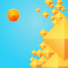 Abstract Orange Square On A Blue Background