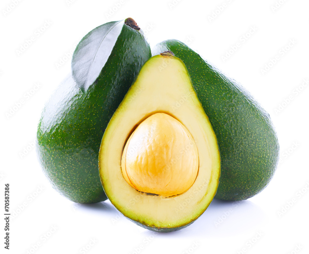 Wall mural Ripe avocado isolated on white.