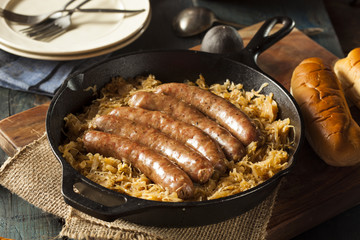 Roasted Beer Bratwurst with Saurkraut