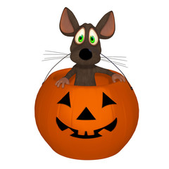 cartoon mouse with a pumpkin