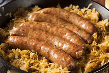 Roasted Beer Bratwurst with Saurkraut