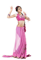 Obraz na płótnie Canvas Young pretty woman in indian dress