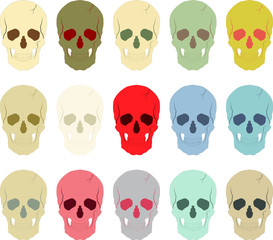 Colorful skulls vector pack