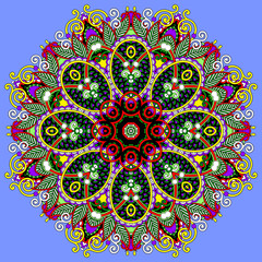 Circle lace ornament, round ornamental geometric doily pattern