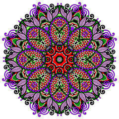 Circle lace ornament, round ornamental geometric doily pattern