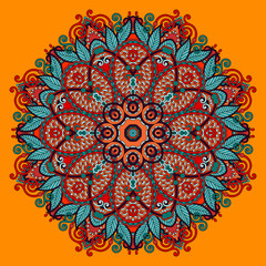 Circle lace ornament, round ornamental geometric doily pattern