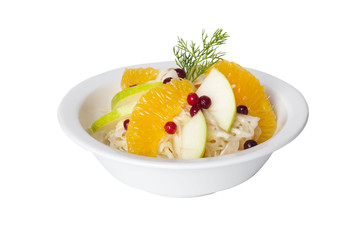 cabbage salad with apples, oranges and cranberries