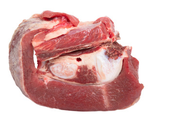 raw piece of meat isolated on a white background. Shallow depth