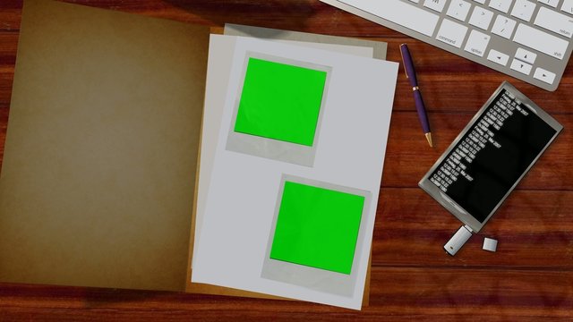 Secret Files opens animation with green screen pictures inside