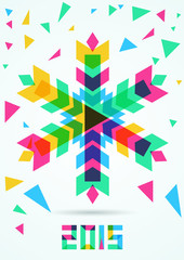 Abstract colorful vector snowflake with winter background. Chris