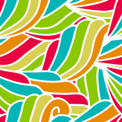 abstract hand-drawn waves pattern, seamless floral vector backgr