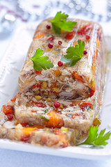 Rabbit galantine with vegetables