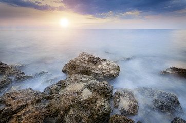 fantastically bright sunset shot with a long exposure