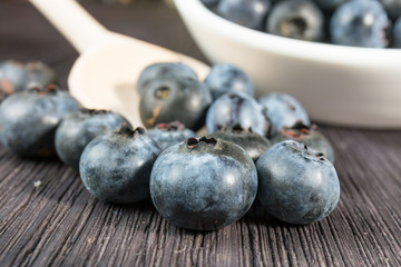Blueberry on wooden board