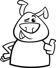 winking dog cartoon coloring page