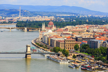 Fototapeta premium Budapest and Danube river panoramic view, Hungary, Europe