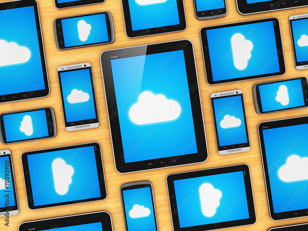 Wall mural cloud computing on mobile devices concept