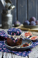 Fig jam in a glass jar