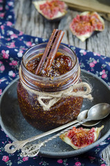 Fig jam in a glass jar