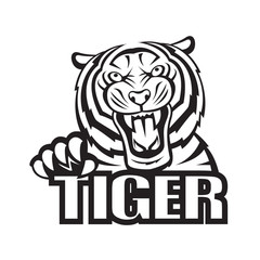 monochrome vector illustration of a tiger