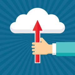 Human Hand with Arrow and Cloud - Flat Style Design