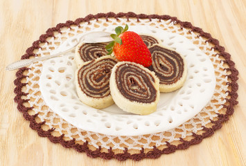 Bolo de rolo (swiss roll, roll cake) Brazilian chocolate dessert