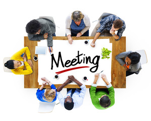Aerial View with People and Text Meeting