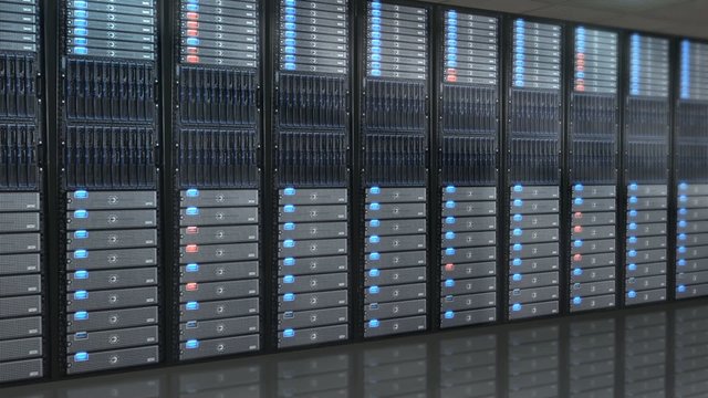 Data Center Server Room - dolly shot