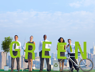 People in an Urban Scene and Green Concepts