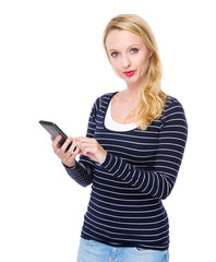 Naklejka premium Woman use the mobile phone