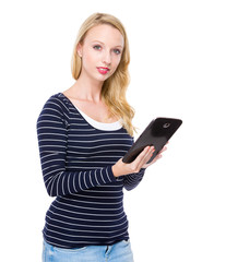 Fototapeta premium Caucasian woman use of tablet