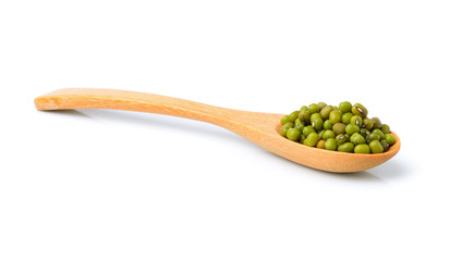 green mung beans on white background