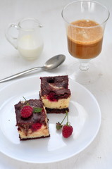 Chocolate brownie with cream cheese