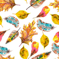 Watercolor natural seamless pattern
