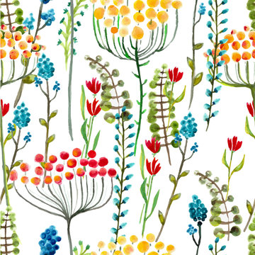 Watercolor natural seamless pattern